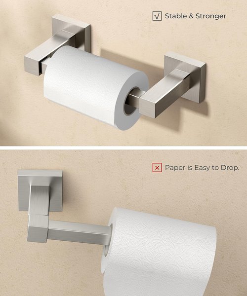 FORIOUS Toilet Paper Holder - Rustproof Stainless Steel Double Post Design | Brushed Nickel Finish