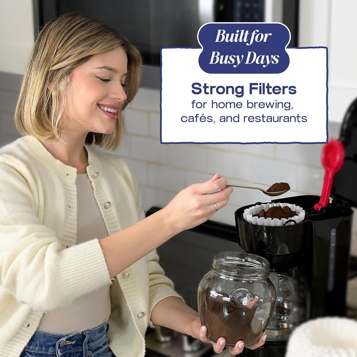 Pine & Pebble® 12-Cup Coffee Filters - 500 Count | Tall-Walled Basket Style (9.84" x 4.33") | No Grounds, No Mess | Perfect for BUNN & Standard Coffee Makers