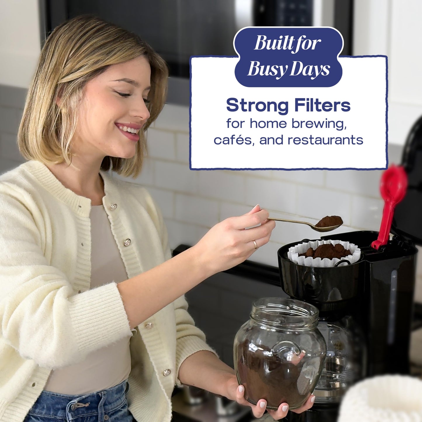 Pine & Pebble® 12-Cup Large Commercial Coffee Filters, 500 Count | Tall-Walled Basket Style (9.84" x 4.33") | No Grounds, No Mess | Fits BUNN & Standard Coffee Makers | Bulk for Cafés & Offices