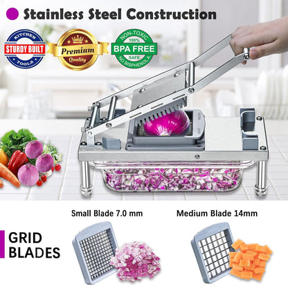 Skiennix All-in-1 Vegetable Chopper - 8 Blades Mandoline Slicer with Container | Stainless Steel Design