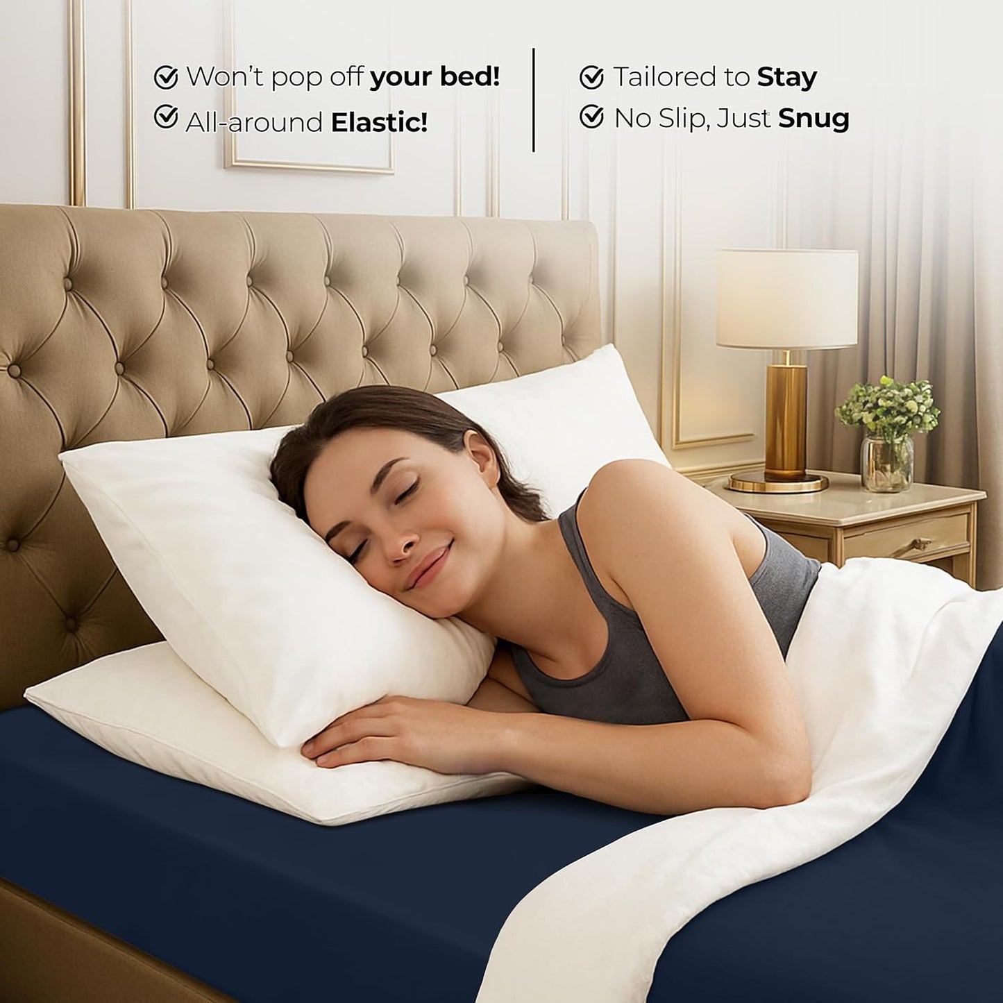 Utopia Bedding Twin Fitted Sheet - Soft Microfiber - Deep Pocket Design - Navy Color - Easy Care