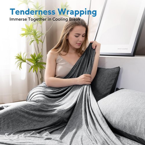 HOMFINE Cooling Blanket Twin Size - Summer Blanket for Hot Sleepers Thin Lightweight Breathable Double Side Enhanced Cooling Blanket for Bed Sofa, Keep Cool for Night Sweats (Black, 60 x 80 inches)