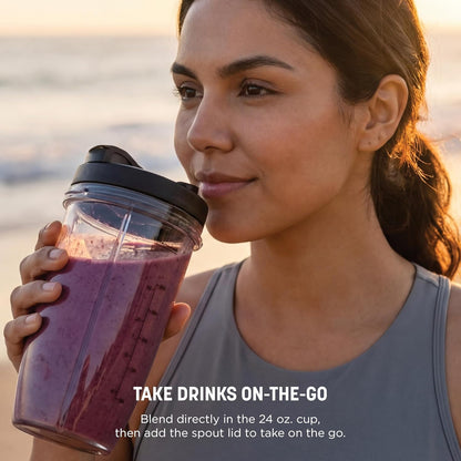 Ninja Nutri Pro Blender - Single Serve for Smoothies & Shakes | Includes 2 Cups & Lids | Silver