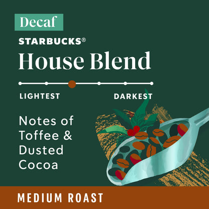 Starbucks K-Cup Coffee Pods, Medium Roast Hot or Iced Coffee, Decaf House Blend, 60 Keurig Pods