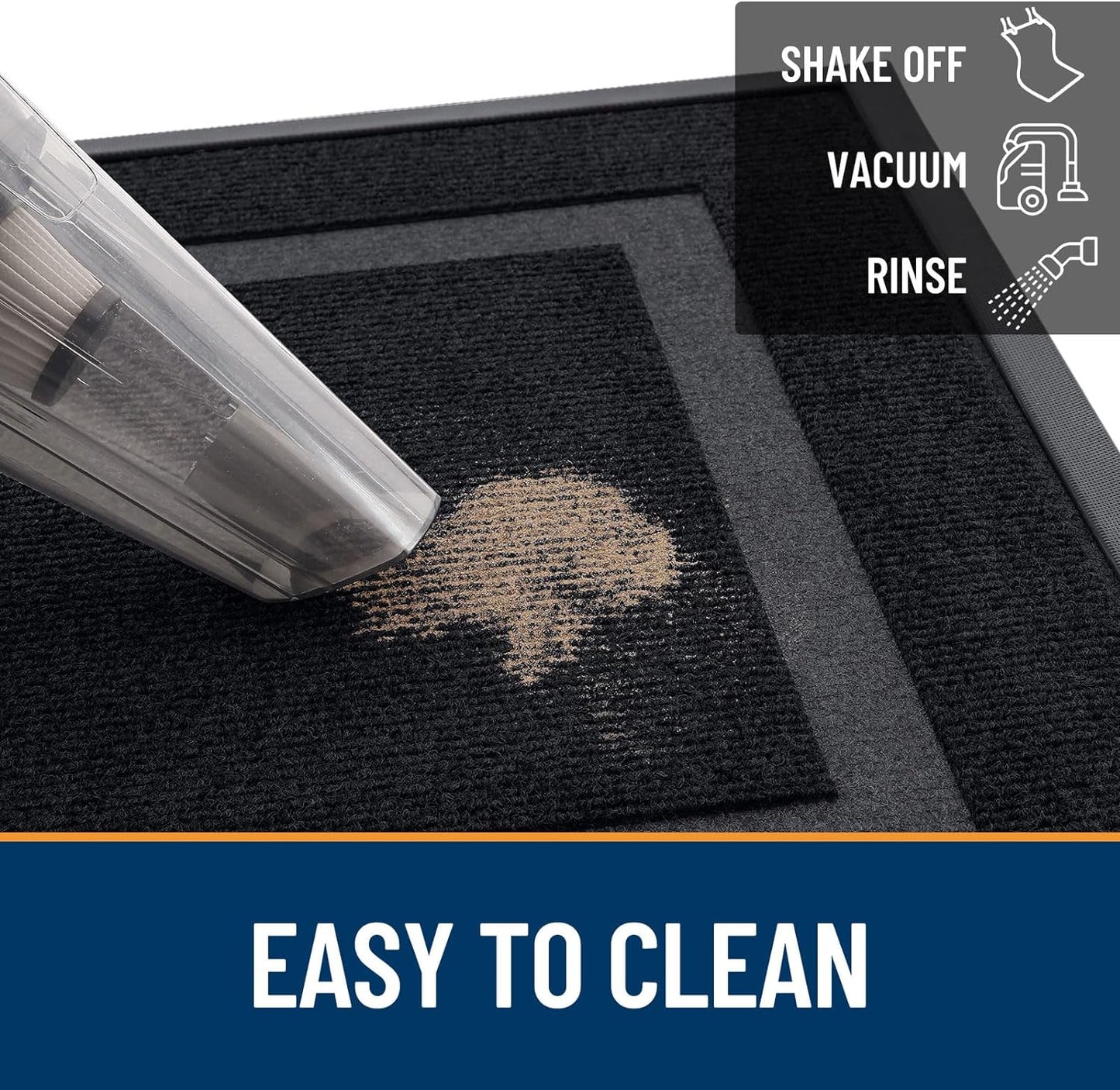 OLANLY Waterproof Front Door Mat - All-Season, Sturdy Natural Rubber, Easy Clean | 59x30, Black