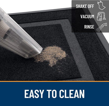 OLANLY Waterproof Front Door Mat - All-Season, Sturdy Natural Rubber, Easy Clean | 59x30, Black
