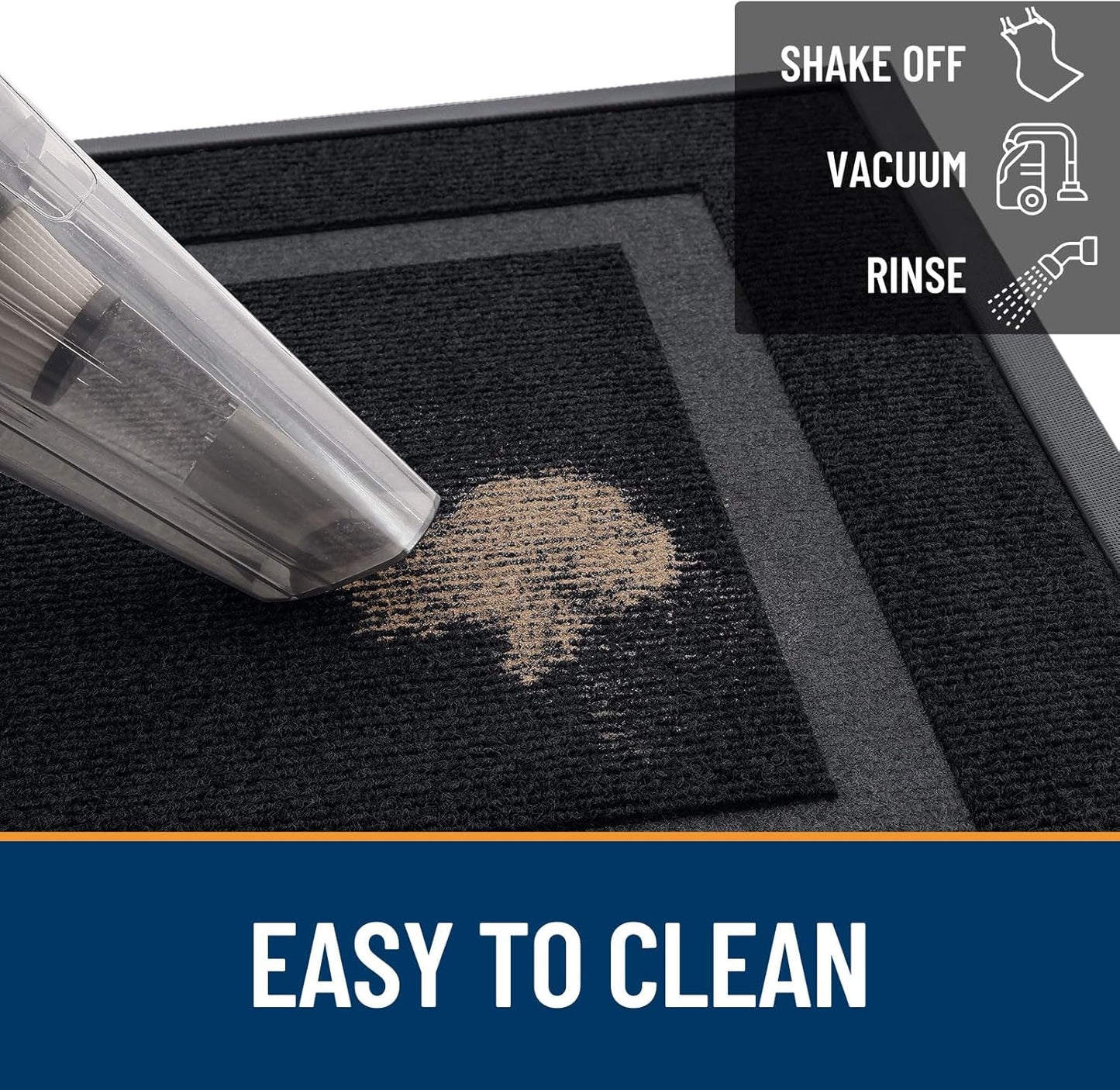 OLANLY Waterproof Front Door Mat - All-Season Indoor/Outdoor Doormat, Easy Clean, 71x23, Black