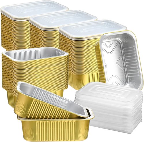 Baderke 30oz Aluminum Foil Pans - 50 Pack Disposable Baking Trays with Lids for Easy Heating & Storage