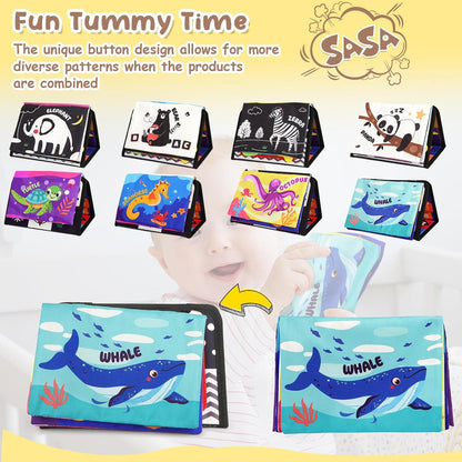 URMYWO Tummy Time Toys - High Contrast Black and White Baby Visual Stimulation Mirror | Montessori Sensory Crinkle Toy for Infants 0-12 Months