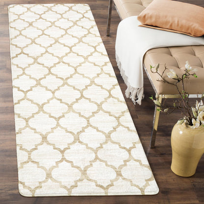 Lahome Moroccan Hallway Runner Rug 10 Ft - 2x10 Runner Rug Washable Non-Slip Kitchen Floor Runner Ultra-Thin Extra Long Runner Rug, Modern Print Carpet Runners for Entryway Stair (Beige, 2'x10')