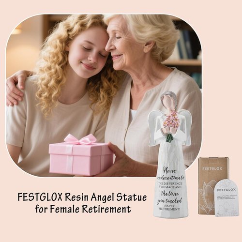 FESTGLOX Retirement Gifts for Women - Happy Retirement Angel Figurine | 5.3" Decor for Nurses & Teachers