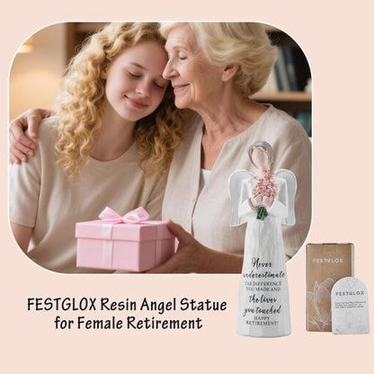 FESTGLOX Retirement Gifts for Women - Happy Retirement Angel Figurine | 5.3" Decor for Nurses & Teachers