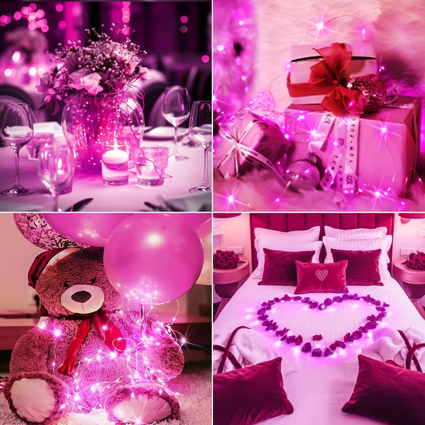 Btfarm Pink Fairy Lights - 6 Pack Battery Operated Twinkle String Lights | 7ft, 20 LED, Waterproof for Weddings & Decor
