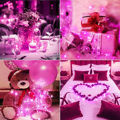 Btfarm Pink Fairy Lights - 6 Pack Battery Operated Twinkle String Lights | 7ft, 20 LED, Waterproof for Weddings & Decor