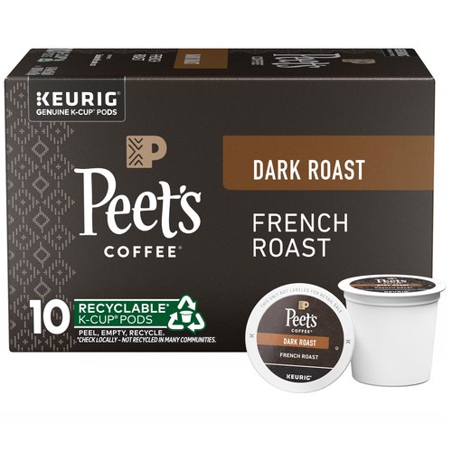 Peet's Coffee, Dark Roast Keurig K-Cup Pods, 100% Arabica Coffee - French Roast 10 Count (1 Box of 10 Pods)