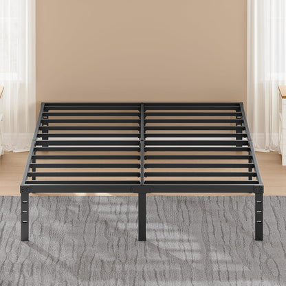 Skiennix 14-Inch Metal Bed Frame - Heavy Duty Full Size Mattress Foundation with Underbed Storage, Black