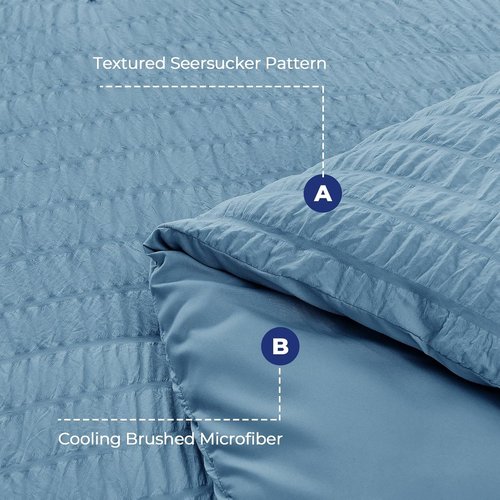 HYMOKEGE California King Comforter Set - Luxurious 7-Piece All-Season Bedding in Mineral Blue