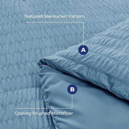 HYMOKEGE California King Comforter Set - Luxurious 7-Piece All-Season Bedding in Mineral Blue