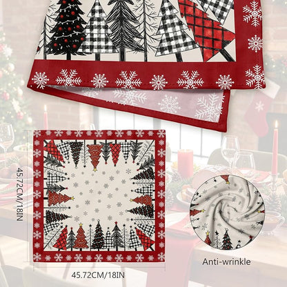 Buffalo Plaid Christmas Tree Cloth Napkins Set of 4, 18x18 Inch - Variation of THIS listing Christmas Tree01