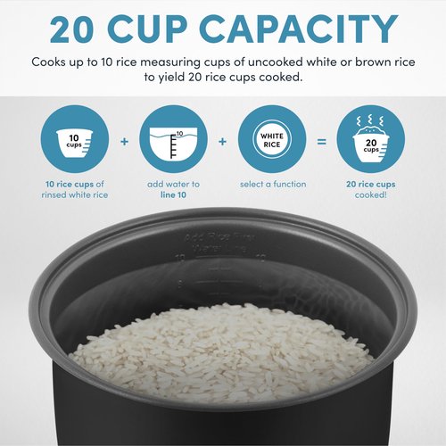 AROMA Professional Digital Rice Cooker, 10-Cup (Uncooked) / 20-Cup (Cooked), Multicooker, Slow Cooker, Steamer, Oatmeal Cooker, Egg Cooker, STS, 5 Qt, Black, ARC-5200SB