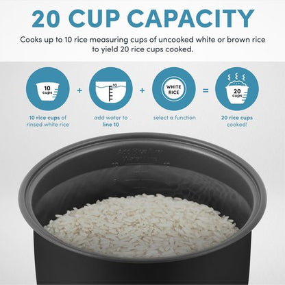 AROMA Professional Digital Rice Cooker, 10-Cup (Uncooked) / 20-Cup (Cooked), Multicooker, Slow Cooker, Steamer, Oatmeal Cooker, Egg Cooker, STS, 5 Qt, Black, ARC-5200SB