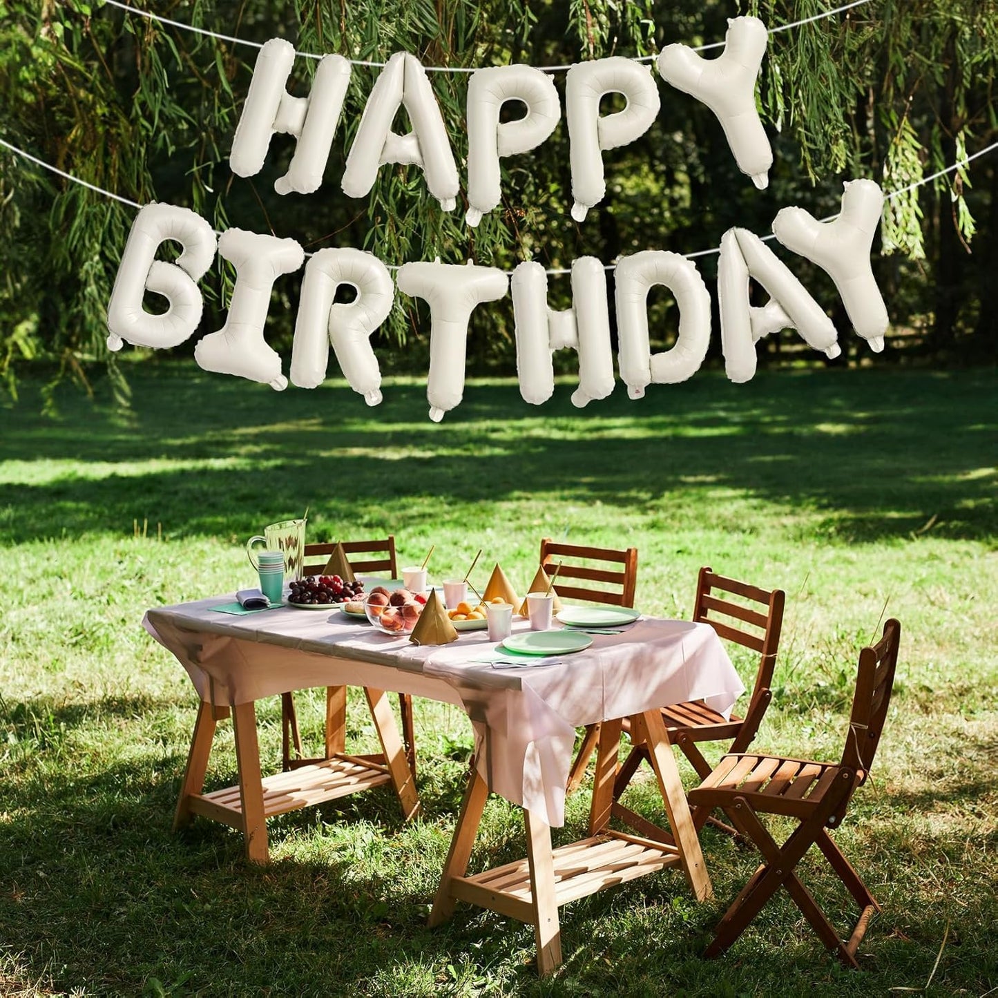 Beige Number 1 Balloon - Happy Birthday Balloon Banner for 1st Birthday Celebration