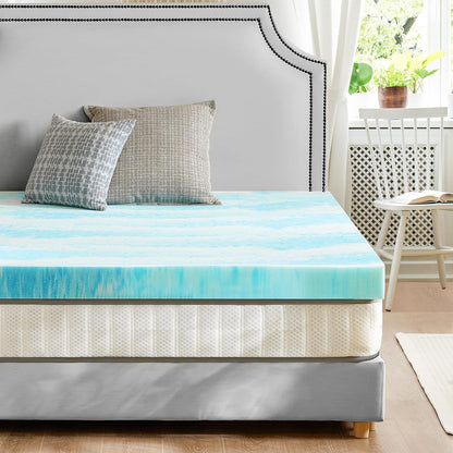 Skiennix Full Size Mattress Topper - 2 Inch Cooling Gel Infused Memory Foam for Back Pain Relief