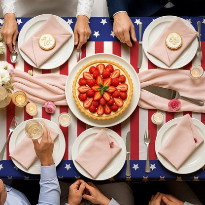 American Flag Tablecloths by [Brand Name] - 2 Pack, 54" x 108" Disposable Patriotic Decor for 4th of July Parties