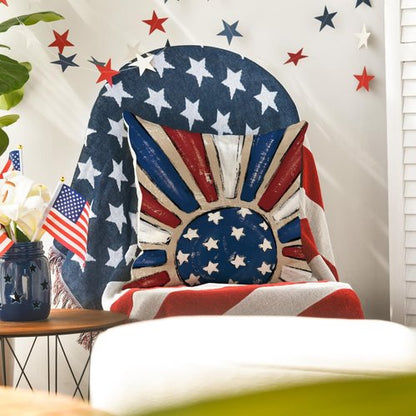 AVOIN Colorlife Throw Pillow Covers - 4th of July Patriotic Stars & Fireworks | 18x18 Inch USA Flag Cushion Set of 4