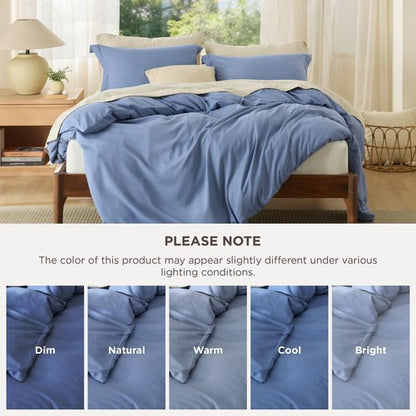 Bedsure Duvet Cover King Size - Soft Double Brushed Bedding Set for Kids & Adults, Zipper Closure, 3 Pieces, Includes 1 Duvet Cover (104"x90") & 2 Pillow Shams, NO Comforter, Slate Blue