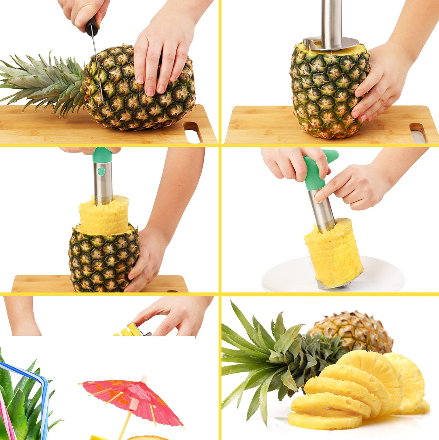 Pineapple Corer and Slicer with Triple Reinforced Stainless Steel with Thicker Blade - Easy-to-Use Pineapple Corer & Pineapple Cutter - Pineapple Slicer and Corer Tool for Easy Core Removal by Zulay