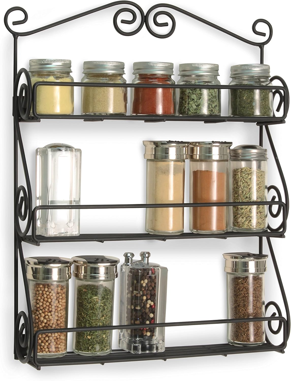 Spectrum Diversified 3-Tier Wall-Mounted Spice Rack Organizer - Stylish Storage for Kitchen & Beauty Products