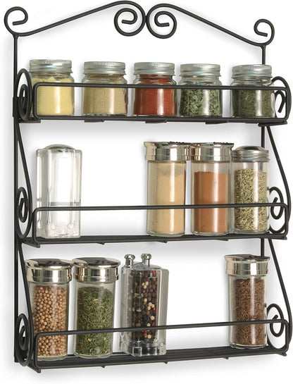 Spectrum Diversified 3-Tier Wall-Mounted Spice Rack Organizer - Stylish Storage for Kitchen & Beauty Products