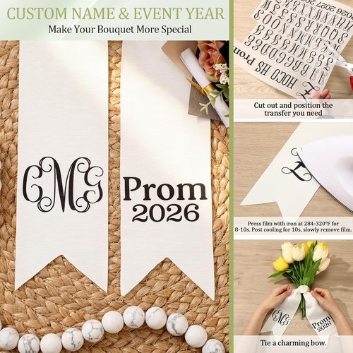 Hahafelt Custom Name Bouquet Sash - DIY Ribbon Kit for Weddings, Senior Night & Special Events