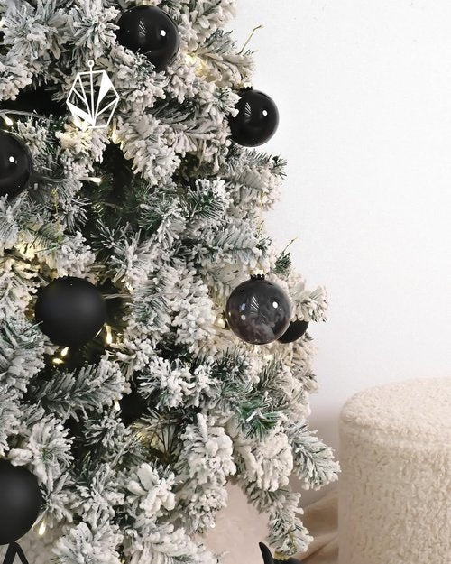 DN DECONATION Black Glass Christmas Ornaments - 3.15” Hanging Baubles for Gothic Tree Decor | Set of 9