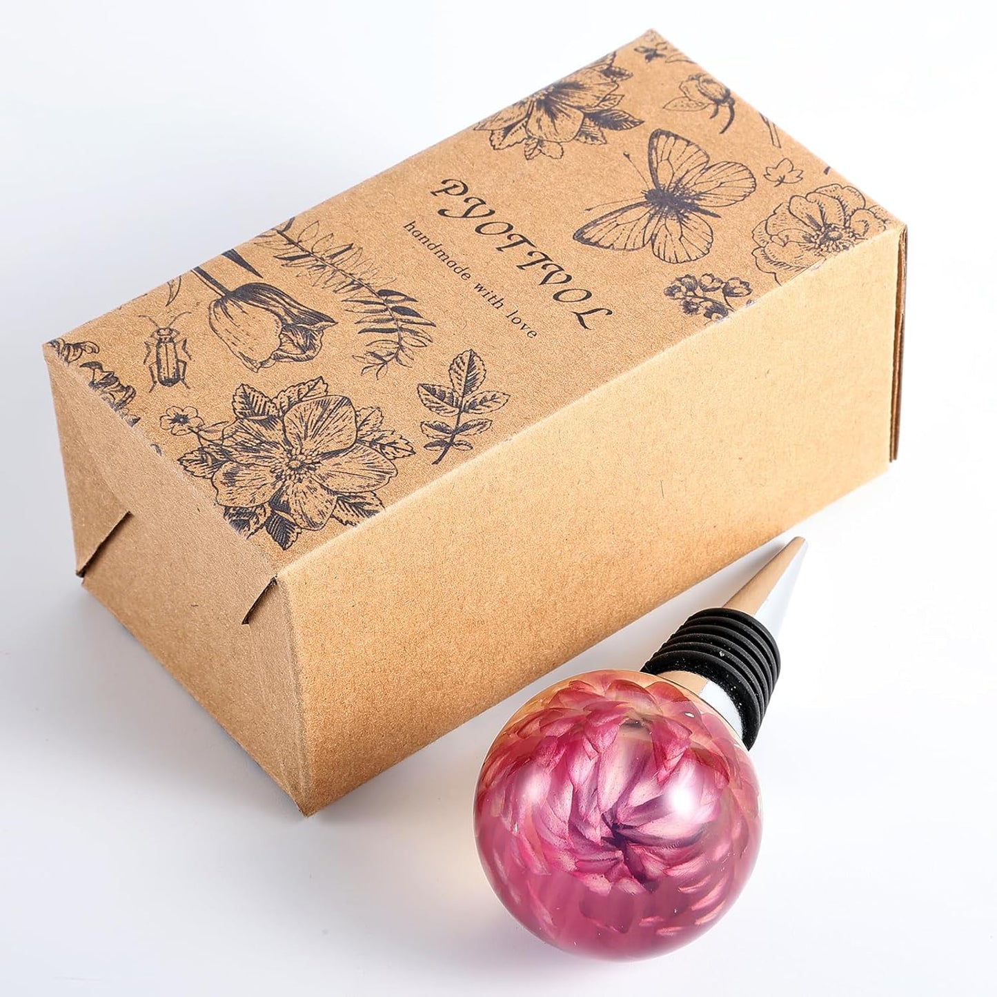 Resin Flower Wine Stopper, Floral Wine Bottle Stopper Decor, Cute Wine Stoppers for Wine Bottles for Wedding,Holiday,Birthday,Party and Gift (purple)