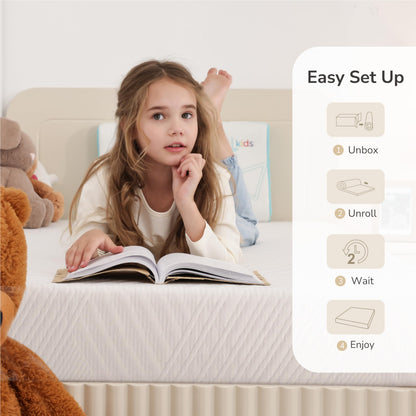 MLILY Twin XL Mattress in a Box, 10 inch Mattresses Made in USA for Kids Bed Single Size Daybed Individual Bunk, Green Tea Memory Foam Mattress for Cool Sleep & Pressure Relief, Medium Firm