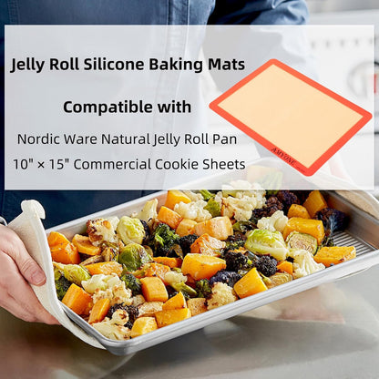 AMYONE Silicone Baking Mat - Non-Stick Food Grade Liners for 10 x 15-Inch Jelly Roll Pans | 2 Pack