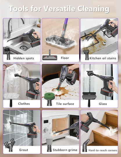 Skiennix Steam Mop - Heavy Duty All-in-One Cleaner for Hardwood, Tile, Walls & More | Detachable Handheld Steamer