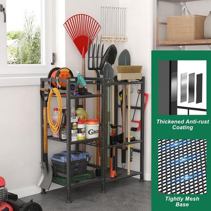 Keomaisyto Garden Tool Organizer - Heavy Duty 3-Tier Storage Rack with 35 Long-Handled Tool Slots | Ideal for Garage & Shed