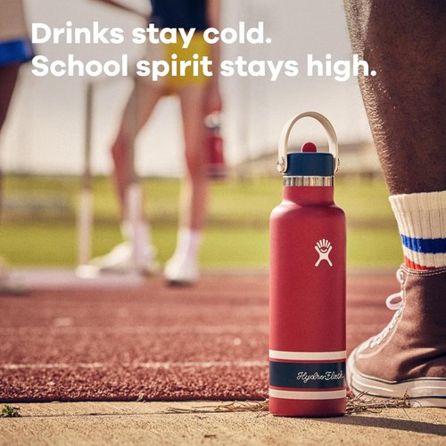 Hydro Flask Water Bottle - Insulated Stainless Steel - Standard Mouth Flex Straw Lid, Non Spill, Leakproof and Refillable in 21 Oz Campus Ivory