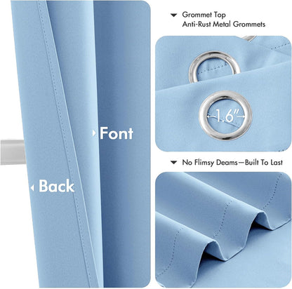 MIULEE Sky Blue Blackout Curtains - Thermal Insulated Room Darkening Drapes | 84 Inches Long, 2 Panels