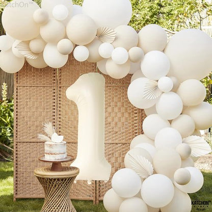KatchOn Cream Number 1 Balloons - Giant 40 Inch for 1st Birthday Celebrations | Perfect First Decoration