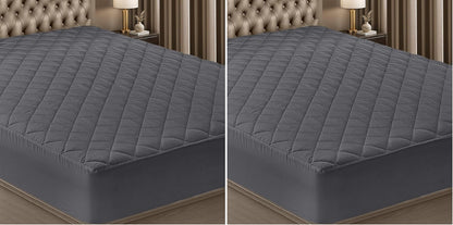 Utopia Bedding Quilted Fitted Mattress Pad - Queen Size, Elastic Cover, Machine Washable, Grey | Pack of 2