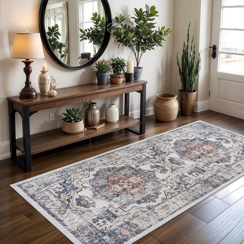 Hallway Washable Runner Rug - Vintage Soft Non-Slip 3x6 Entryway Floor Mat | Ideal for Kitchen & Living Room