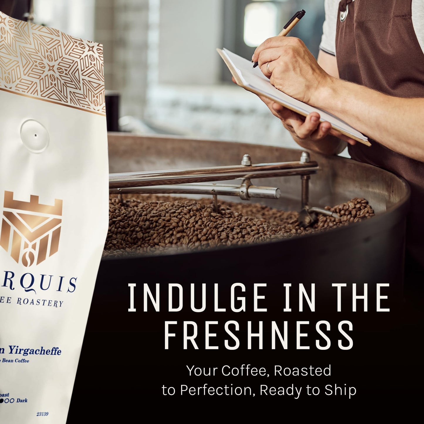 Marquis - Ethiopian Yirgacheffe Coffee Beans, Rich and Bold Whole Bean Coffee, Fresh Whole Bean Coffee Medium Roast with a Fruity Flavor, Premium Ethiopian Coffee, 2 lb