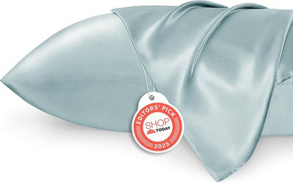 Bedsure Satin Pillowcases - Luxurious Silk-Like Queen Size Set of 2 | Light Turquoise, 20x30 Inches