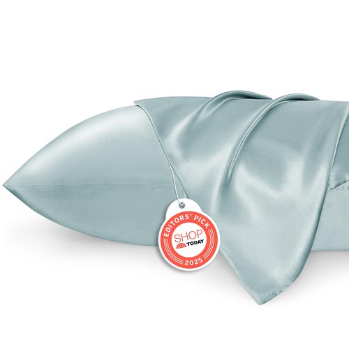 Bedsure King Size Satin Pillowcase Set of 2 - Light Turquoise Silky Pillow Cases for Hair and Skin with Envelope Closure, Similar to Silk Pillow Cases, Gifts for Women Men, 20x36 Inches, 2pcs