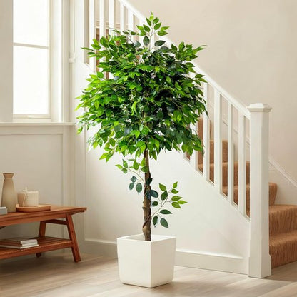 Erimda 5ft Artificial Ficus Tree - Realistic Faux Silk Plant for Home Decor | Indoor Living Room & Office