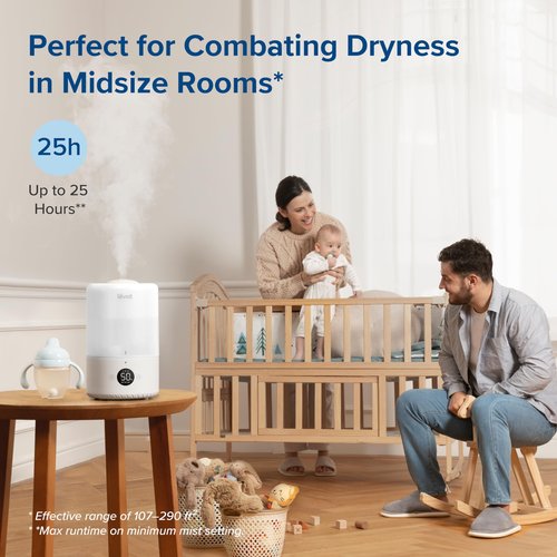 LEVOIT Smart Cool Mist Top Fill Humidifiers for Bedroom with Sensor, Auto Humidity Setting, APP & Voice Control, Essential Oil Diffuser, Ultra Quiet Operation, Super Easy Top Fill, 3L, White